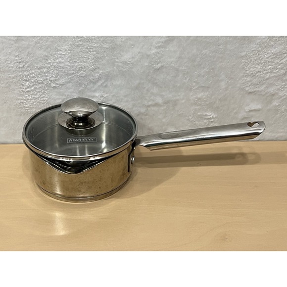 WearEver Stainless Saucepan Set 1 Qt + 2 Qt Glass Strainer Lids Double Spout - Picture 12 of 12